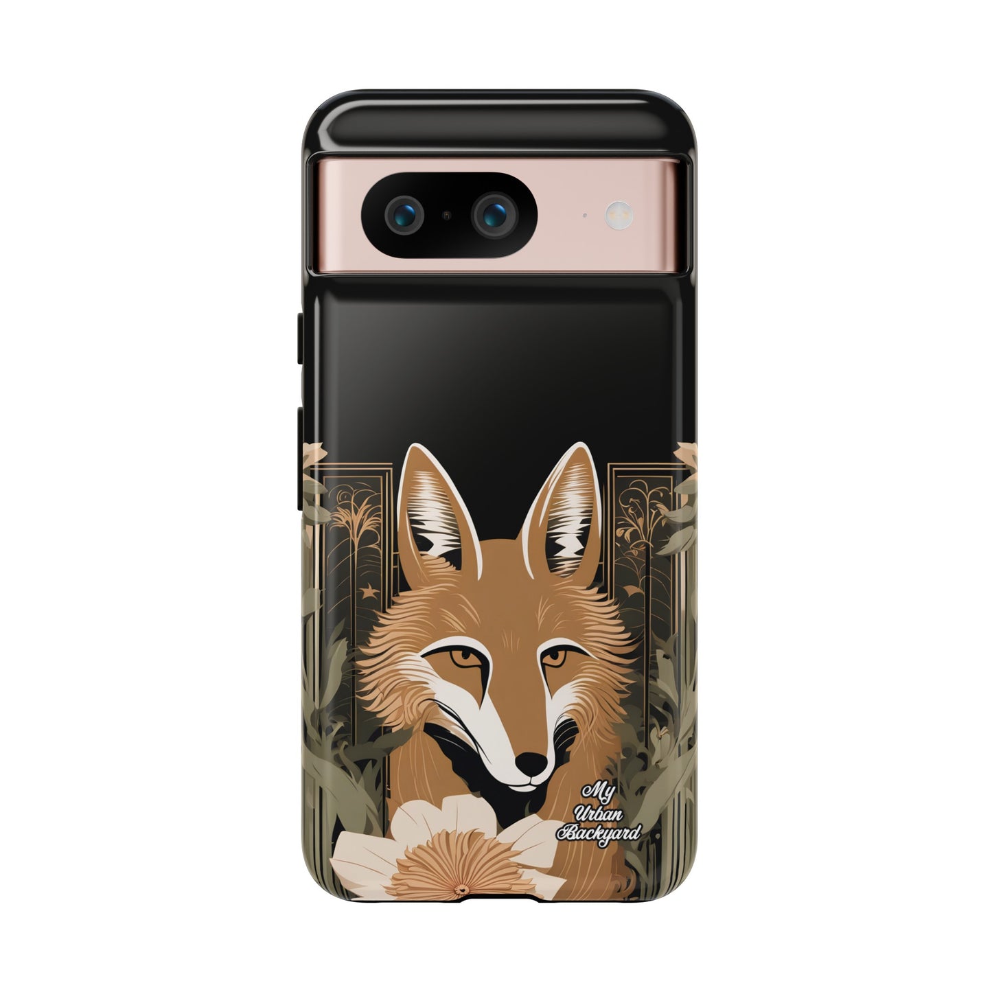 Art Deco Coyote with Flower, Cell Phone Case - Apple, Samsung or Google Pixel