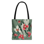 White and Red Wildflowers Tote Bag with Cotton Handles For Everyday Use, 3 Sizes