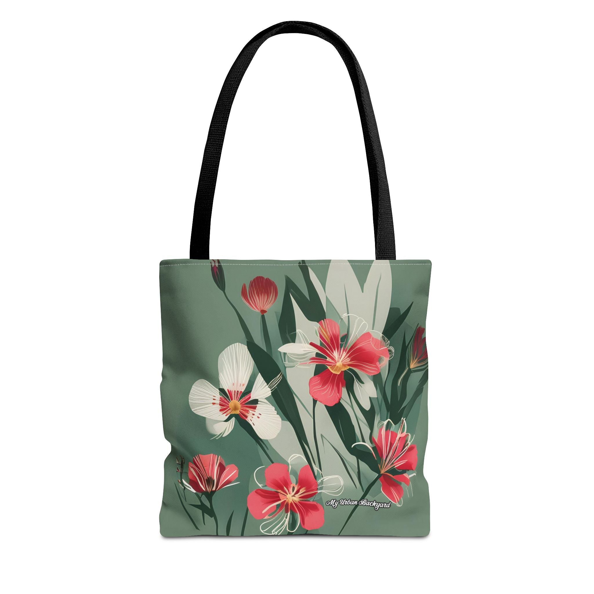 White and Red Wildflowers Tote Bag with Cotton Handles For Everyday Use, 3 Sizes