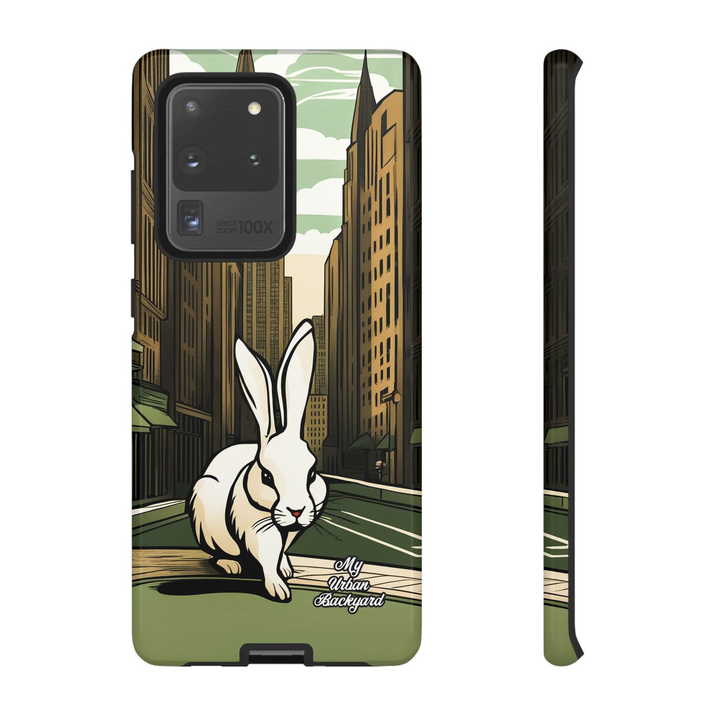 White Rabbit on a City Street, Cell Phone Case - Apple, Samsung, or Google Pixel