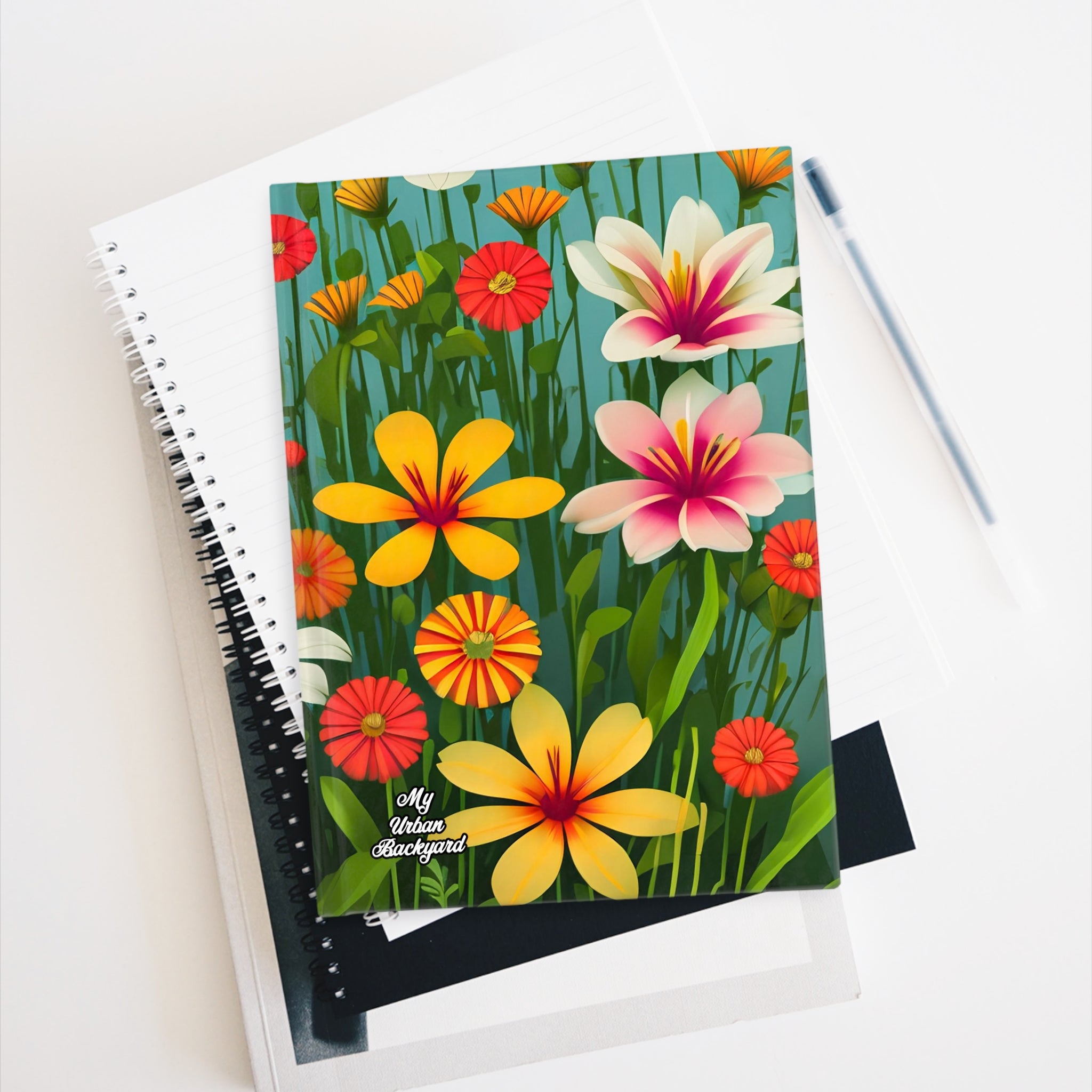Hardcover Writing Journal with 128 ruled line pages - Wildflowers