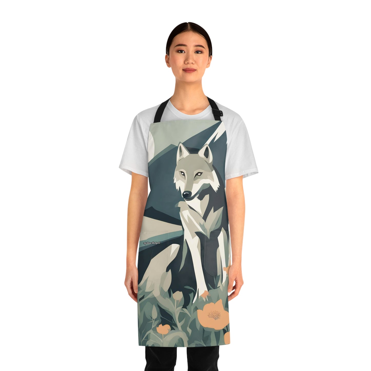 Mountain Wolf, Cooking Apron With Front Pockets