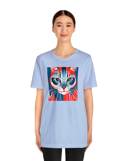 Red White and Blue Cat, Soft 100% Jersey Cotton T-Shirt, Unisex, Short Sleeve, Retail Fit