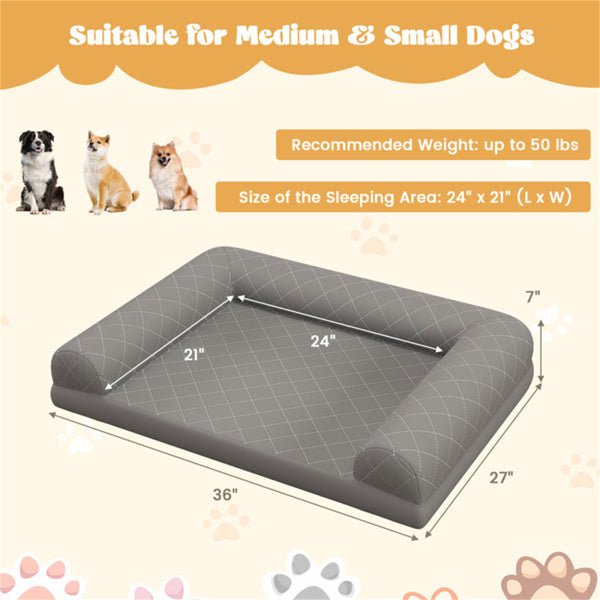 36 Inch Orthopedic Dog Bed, With Bolsters