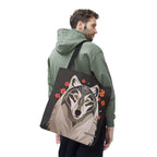 Art Deco Wolf Tote Bag with Cotton Handles For Everyday Use, 3 Sizes