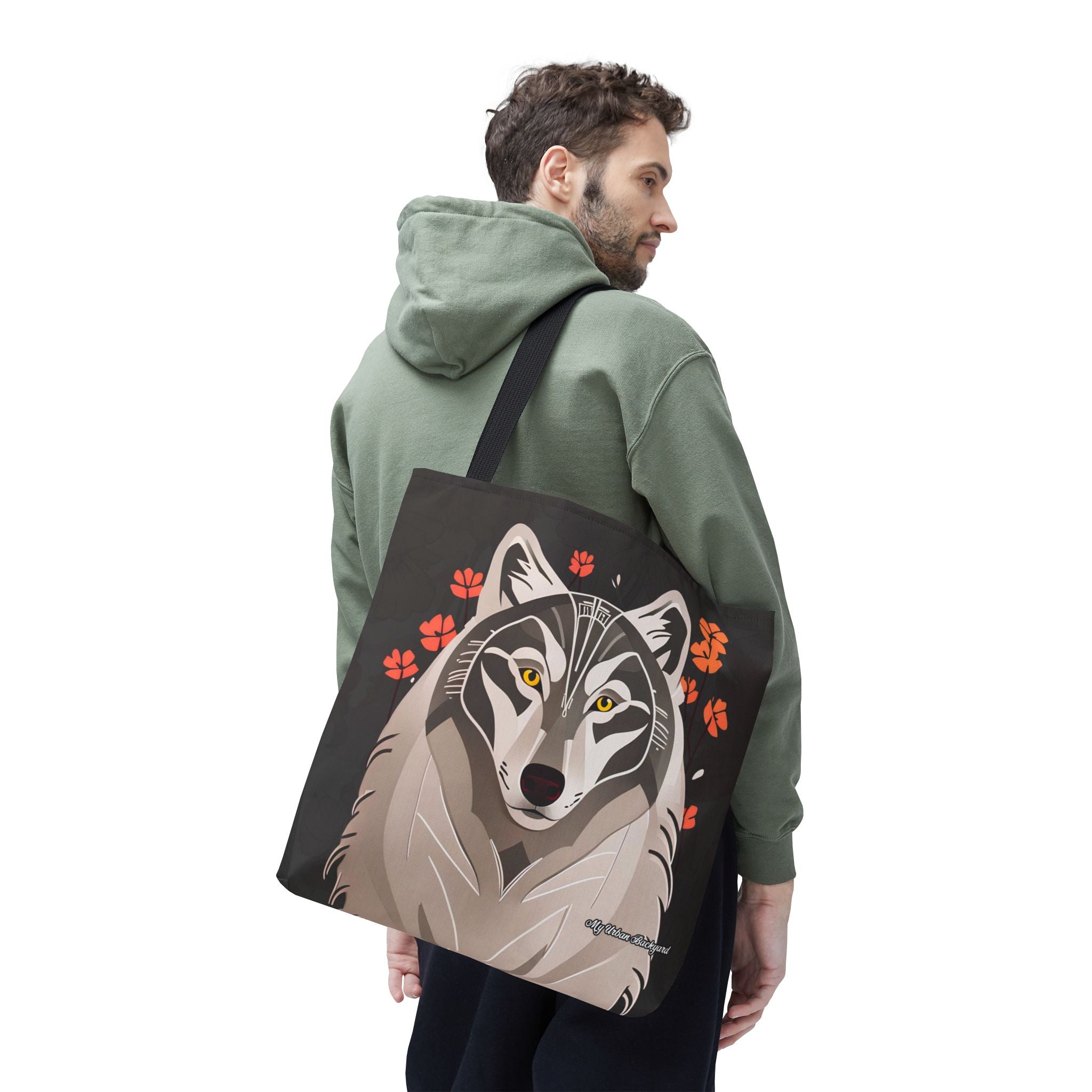 Art Deco Wolf Tote Bag with Cotton Handles For Everyday Use, 3 Sizes