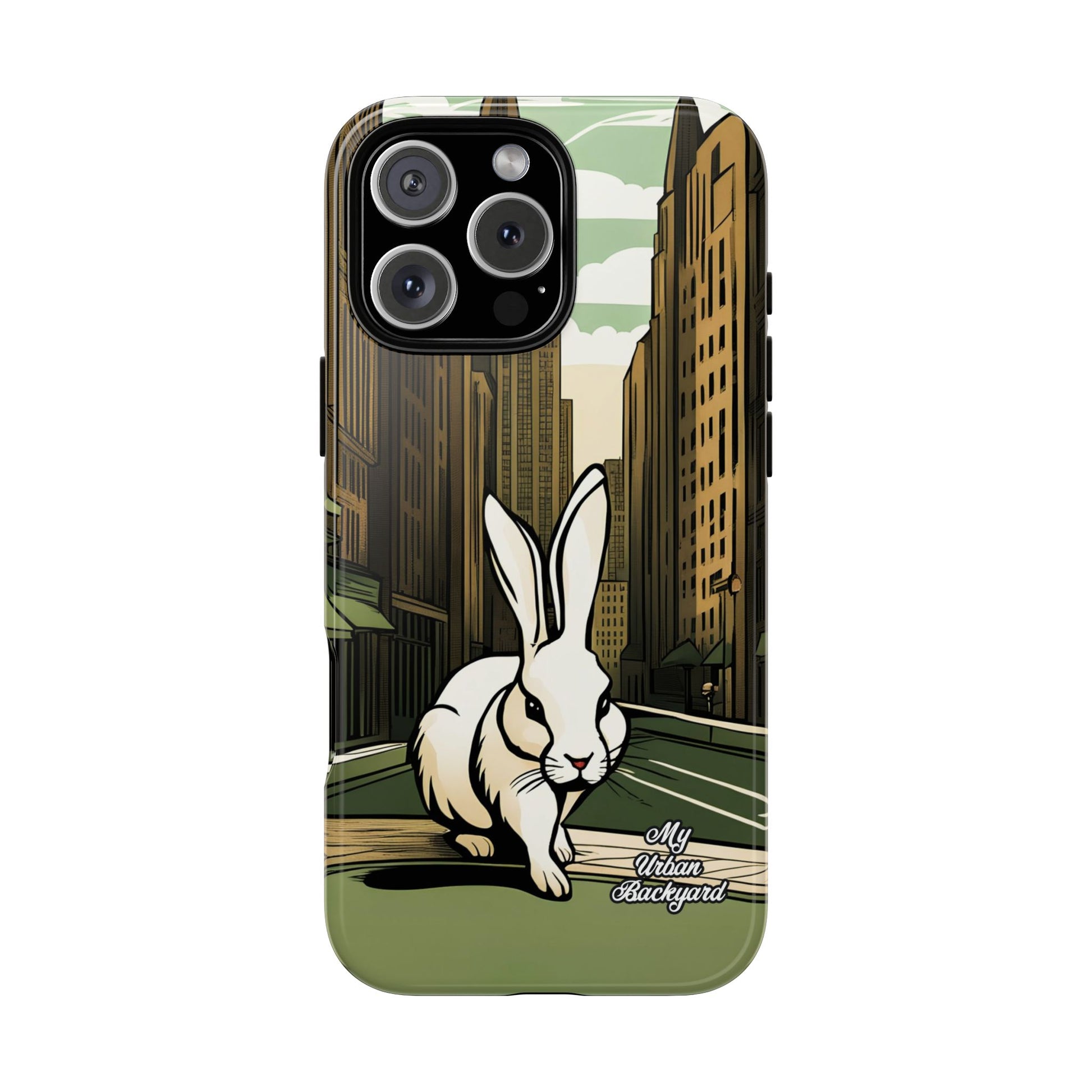 White Rabbit on a City Street, Cell Phone Case - Apple, Samsung, or Google Pixel