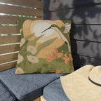 Green Hummingbird Floral Throw Pillow