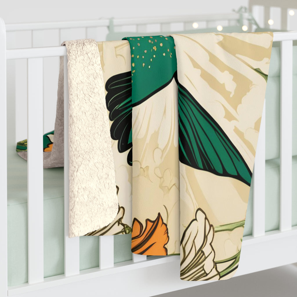 Hummingbird, Sherpa Fleece Blanket for Cozy Warmth, 50"x60"