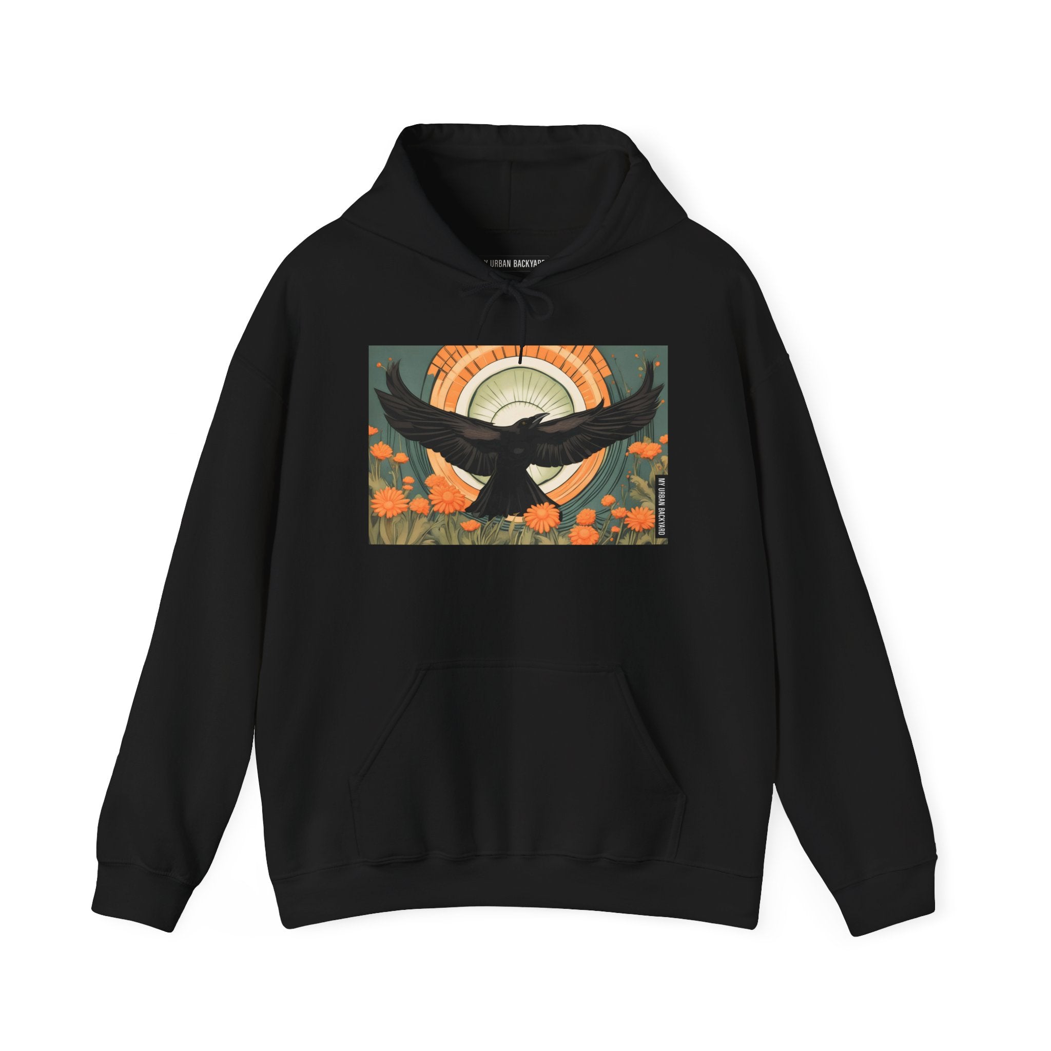 Flying Crow Hoodie, Cozy Bird Design Sweatshirt, Gift for Nature Lovers, Fall Fashion, Eco-Friendly Apparel