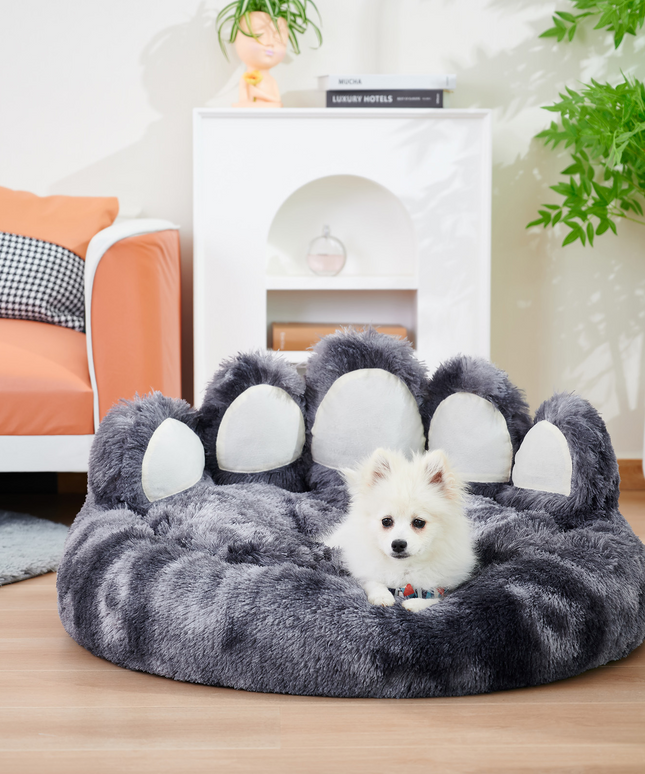 Cozy Plush Bear Paw Shape Pet Bed For Small And Medium Dogs And Cats