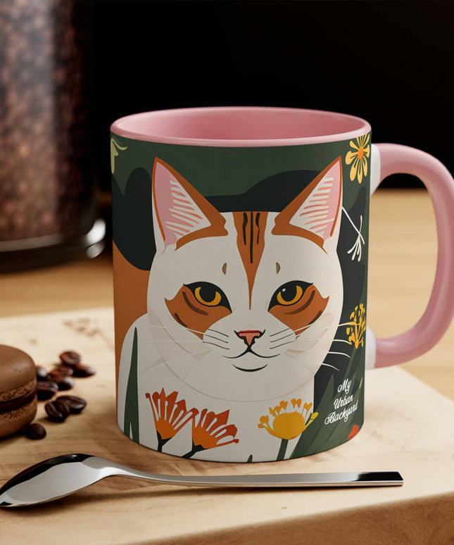 Ceramic Mug for Coffee, Tea, Hot Cocoa. Home/Office, Two Orange and White Cats
