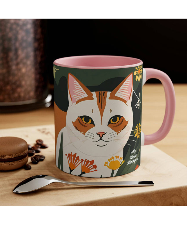 Ceramic Mug for Coffee, Tea, Hot Cocoa. Home/Office, Two Orange and White Cats