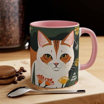 Ceramic Mug for Coffee, Tea, Hot Cocoa. Home/Office, Two Orange and White Cats