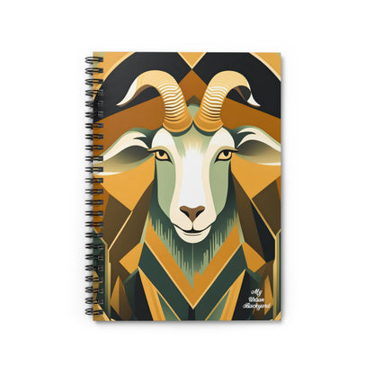 Art Deco Goat, Spiral Notebook Writing Journal - 118 Ruled Pages