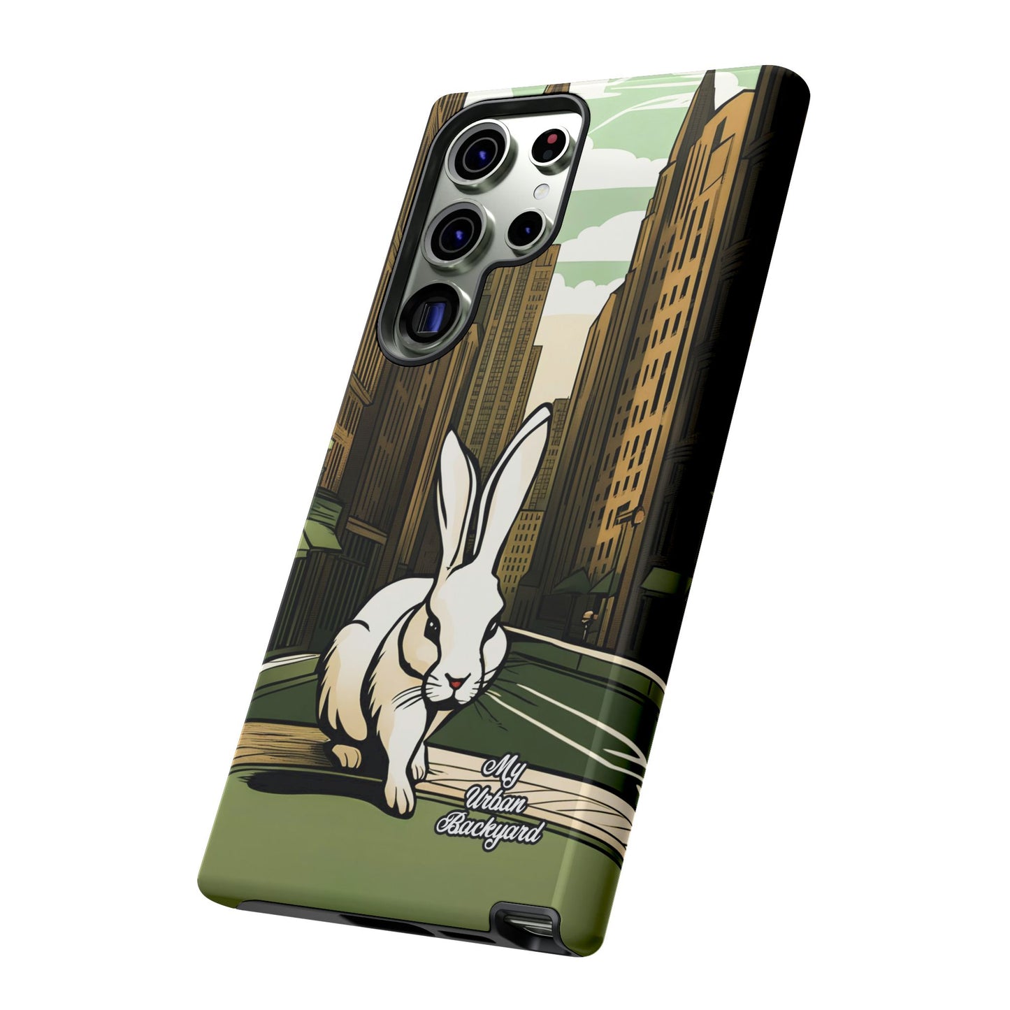 White Rabbit on a City Street, Cell Phone Case - Apple, Samsung, or Google Pixel