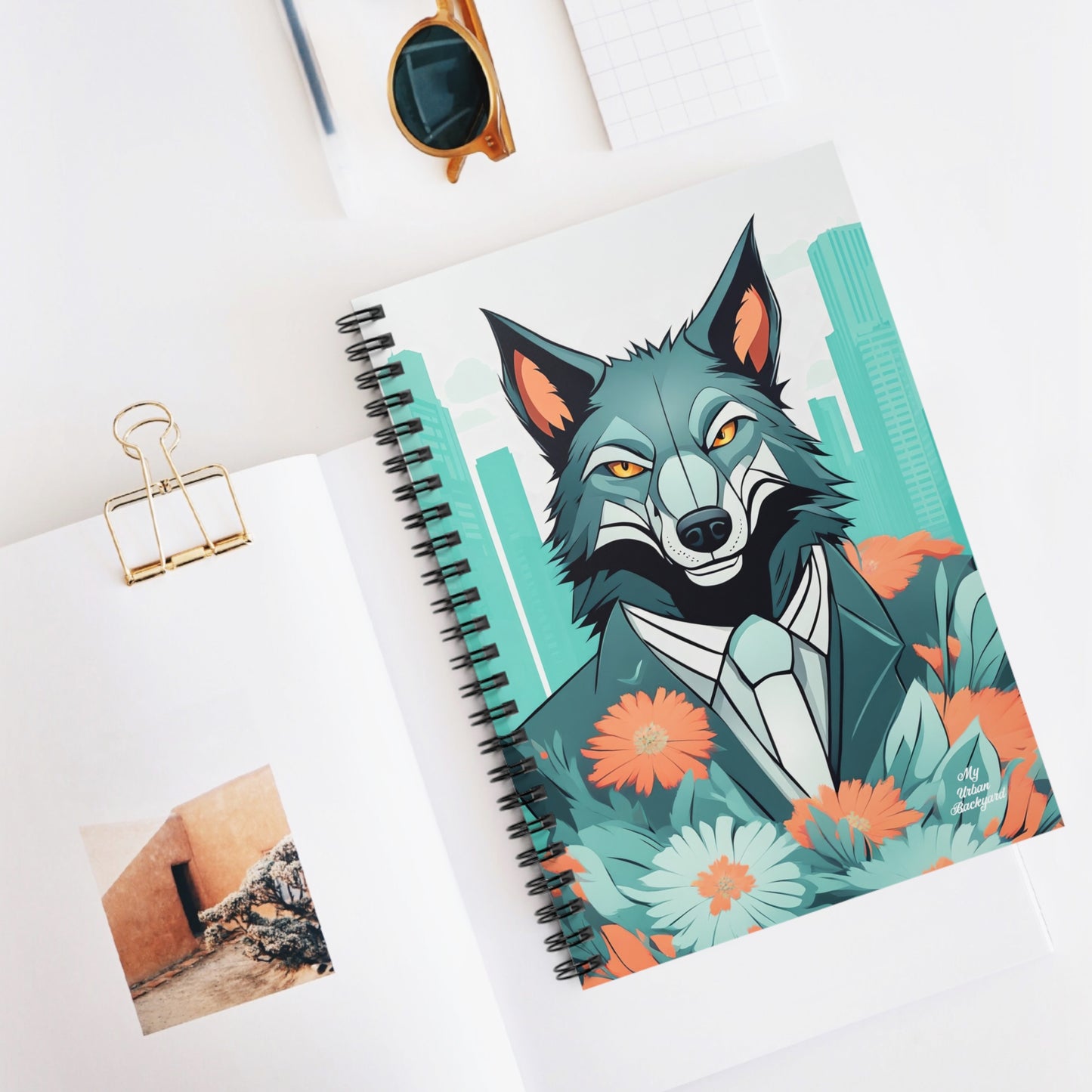 Vincent Blueclaw, Wolf Spiral Notebook Writing Journal - 118 Ruled Pages