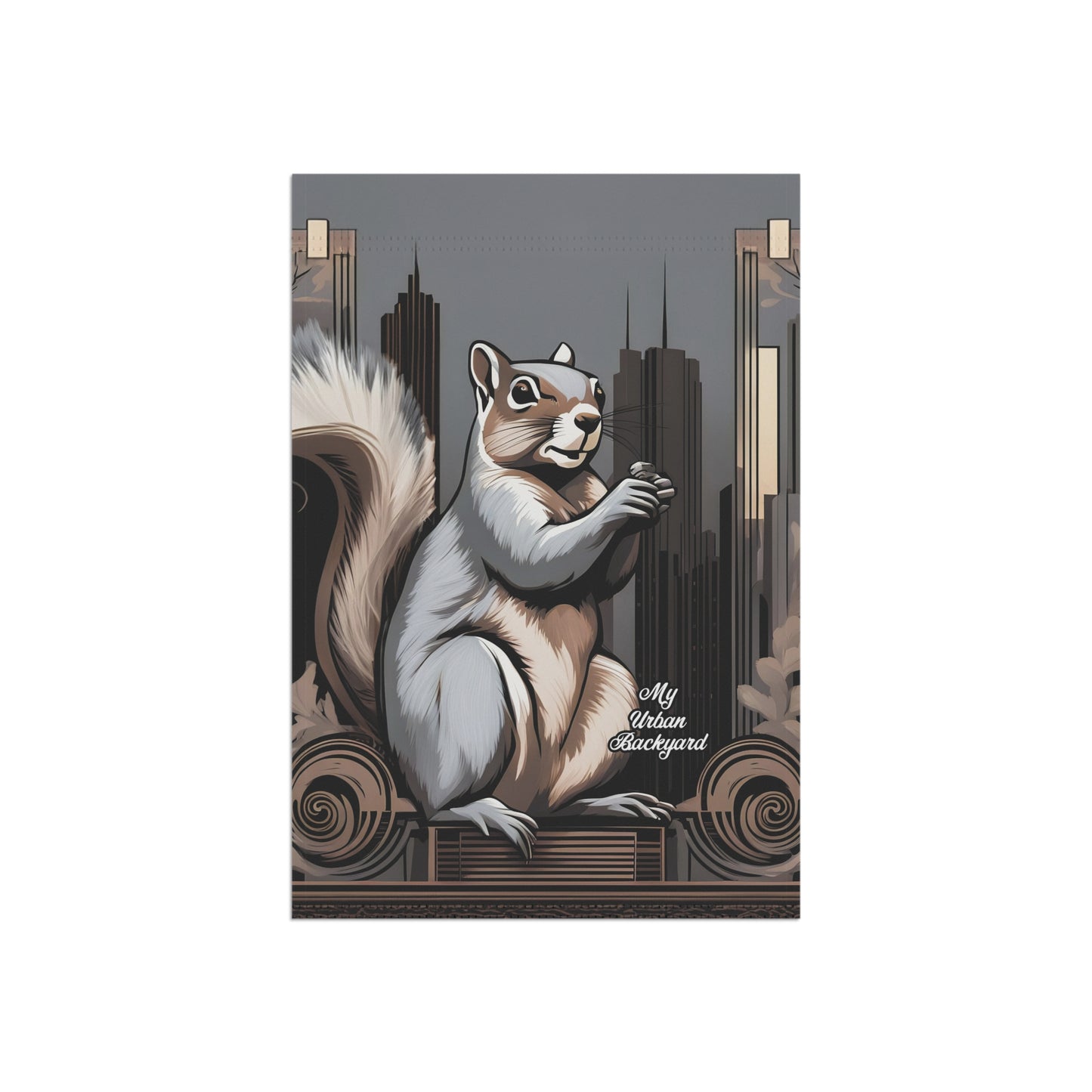 Urban Gray Squirrel, Garden Flag for Yard, Patio, Porch, or Work, 12"x18" - Flag only