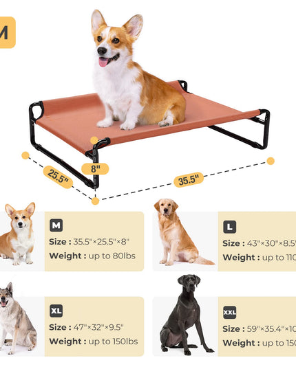 Veehoo Elevated Outdoor Dog Cot - Raised Small Dog Bed with Cooling Mesh, Anti-Slip Feet, Medium Size, CWC2201CP