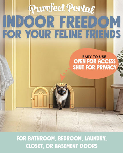 Meow Manor® Cat Door Interior Door - No-Flap, Interior Cat Door for Cats Up to 20 lbs, Easy DIY Setup, Secured Installation in Minutes, No Training Needed…