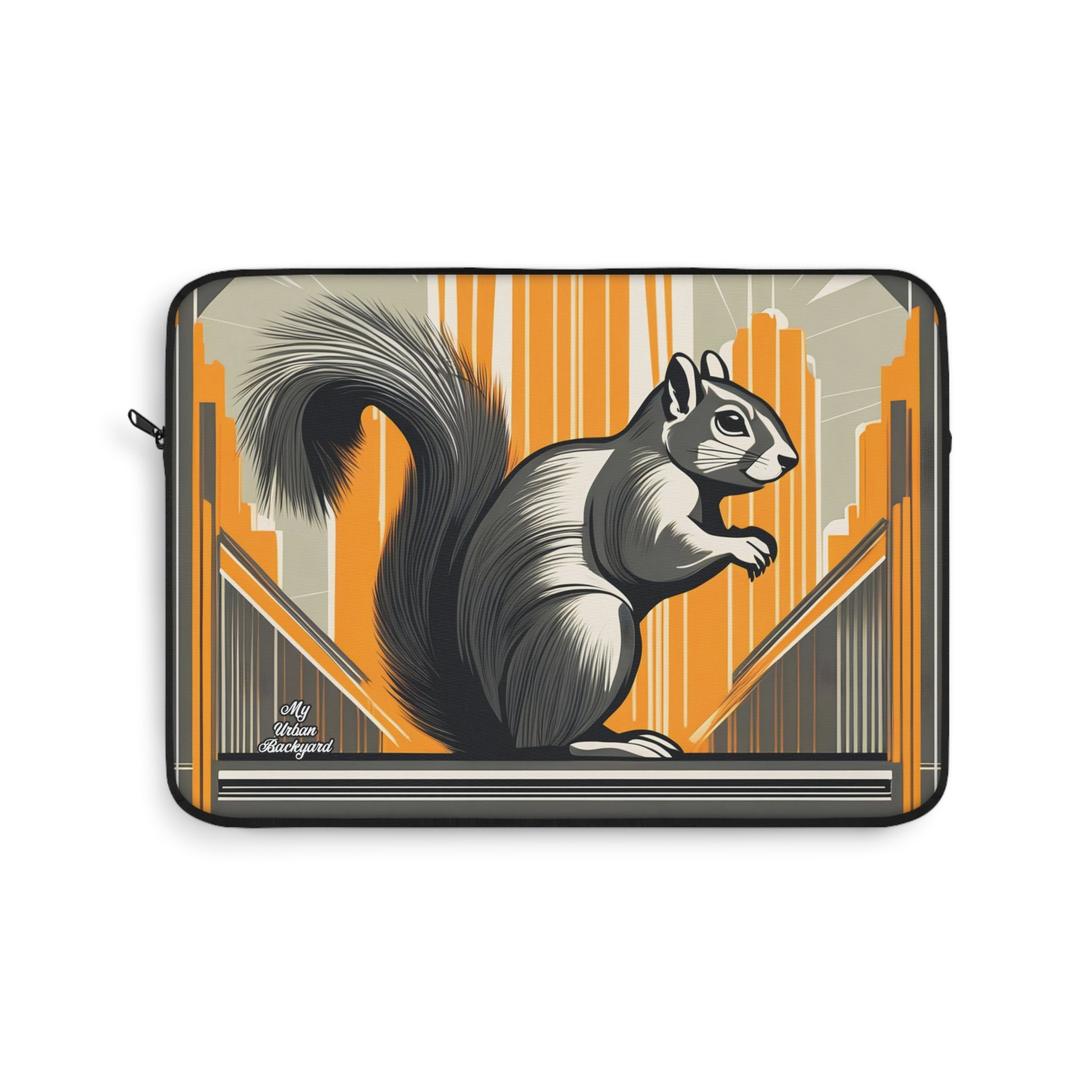 Art Deco Squirrel, Laptop Carrying Case, Top Loading Sleeve for School or Work