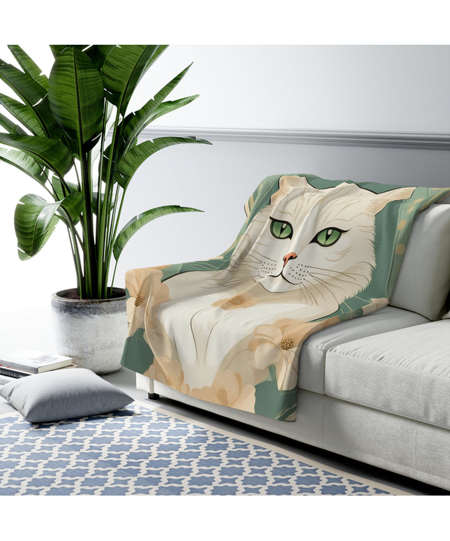 Blanca Purrington, Cat Sherpa Fleece Blanket for Cozy Warmth, 50"x60"