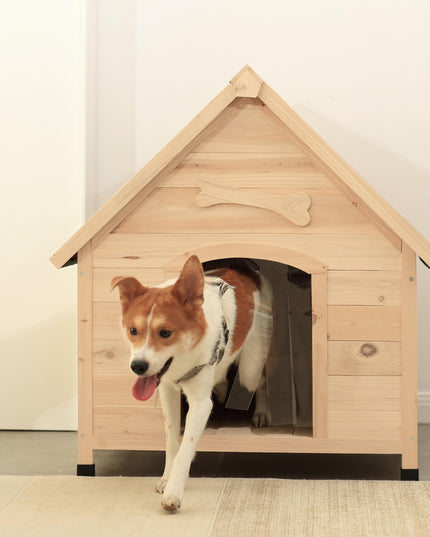ScienGarden Solid Wood Dog House Comfortable Outdoor Shelter for Medium-Sized and Smaller Dog Sturdy, Durable and Easy to Clean,Can DIY,33.5’’D×30.7’’W×32.3’’H