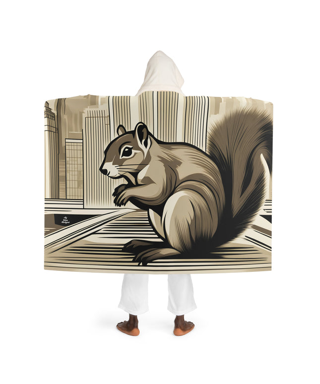 Urban Squirrel, Cozy Hooded Sherpa Fleece Blanket