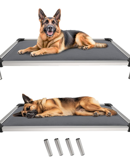 FXW TitanNest Chew-Proof Elevated Dog Bed, Padded Cot for Indoor/Outdoor/Camping Use, Durable & Washable Pet Bed for Large Dogs, 50-Inch, Grey