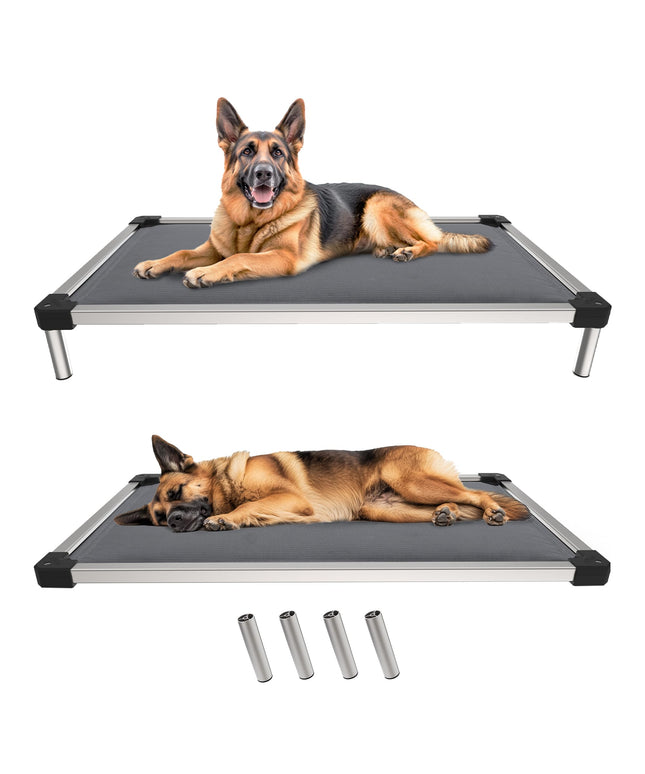 FXW TitanNest Chew-Proof Elevated Dog Bed, Padded Cot for Indoor/Outdoor/Camping Use, Durable & Washable Pet Bed for Large Dogs, 50-Inch, Grey