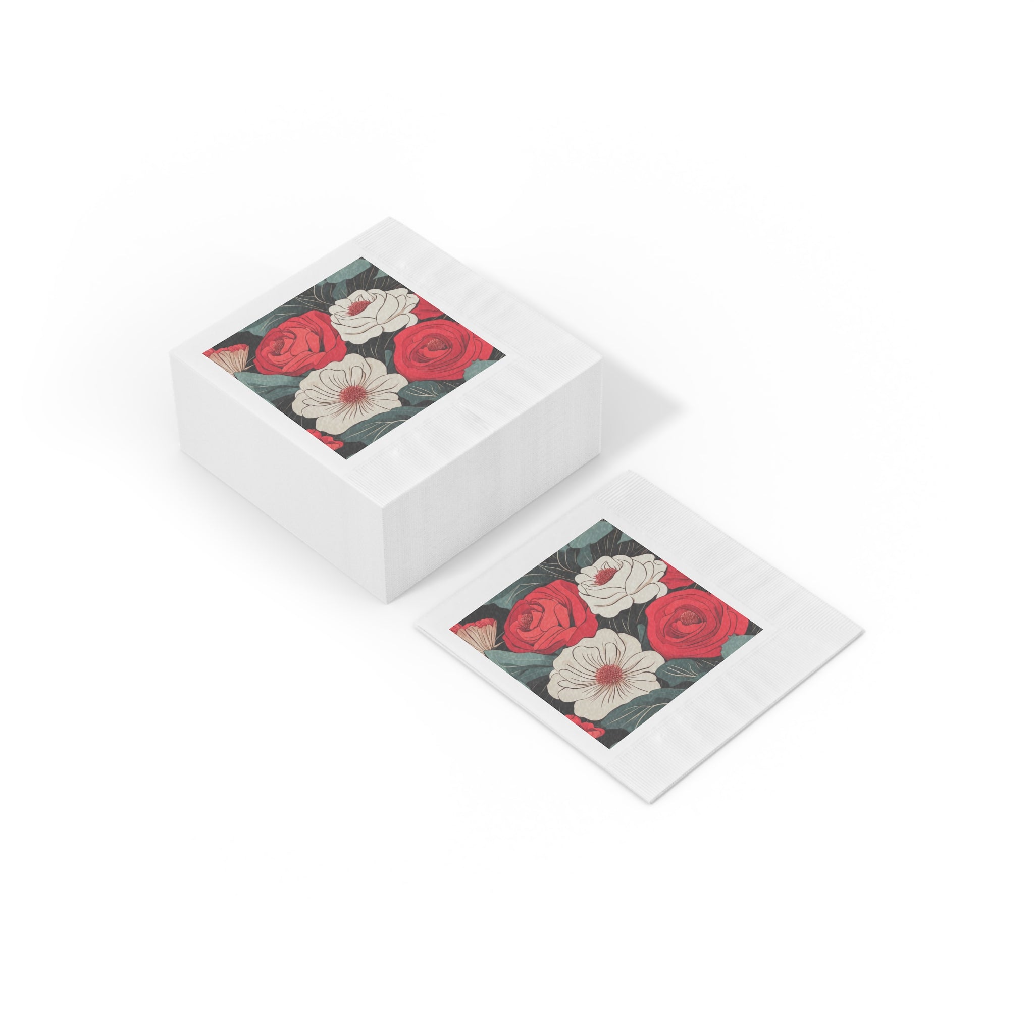 Red and White Floral Napkins