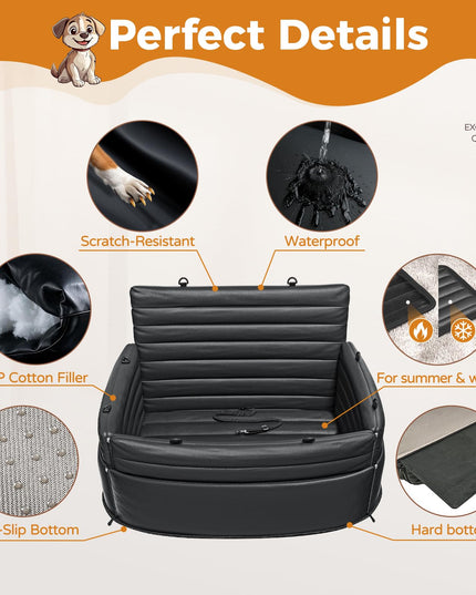 EAFTRA Dog Car Seat for Medium Sized Dogs, 2-in-1 Dog Booster Car Seat for Back Seat and Home Use, 100% Waterproof, PU Leather, Non-Slip Hard Base, Scratch-Proof, Fits Pets Up to 50 lbs