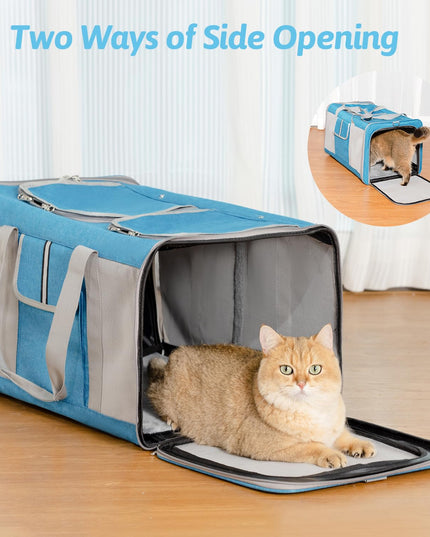 Sedioso Large Cat Carrier for 2 Cats, 24x 14x 16in Pet Carrier for Cat and Dog Up to 40lbs, All-Sided Mesh Large Cat Carrier with Great Ventilation, Portable Soft Sided Pet Carrier for Traveling