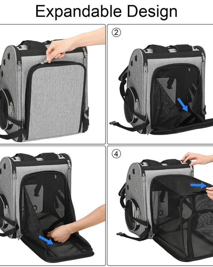 COVONO Expandable Pet Carrier Backpack for Cats, Dogs and Small Animals, Portable Pet Travel Carrier, Super Ventilated Design, Airline Approved, Ideal for Traveling/Hiking/Camping, Grey, XL
