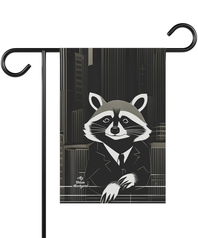 Oliver Nighteyes, Raccoon Garden Flag for Yard, Patio, Porch, or Work, 12"x18" - Flag only