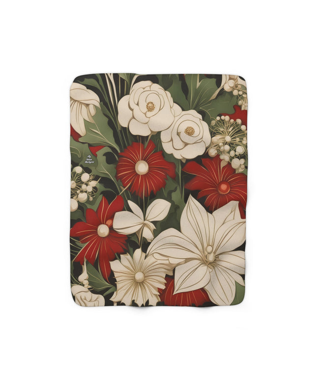Holiday Flowers, Sherpa Fleece Blanket for Cozy Warmth, 50"x60"
