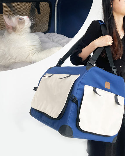 Purrpy Large Cat Carrier 24x16.5x16.5in Soft-Sided Portable Folding Small Medium Dog Pet Carrier, with Comfortable Mat, Indoor & Outdoor Travel Collapsible Cat & Dog Crate