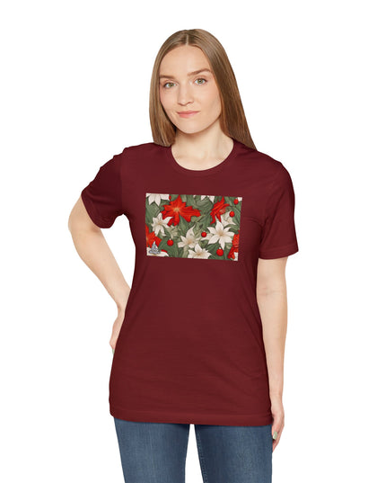 Holiday Flowers, Soft 100% Jersey Cotton T-Shirt, Unisex, Short Sleeve, Retail Fit