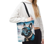 French Bulldog Winter Tote Bag — Snowy Pup All-Over Print Tote