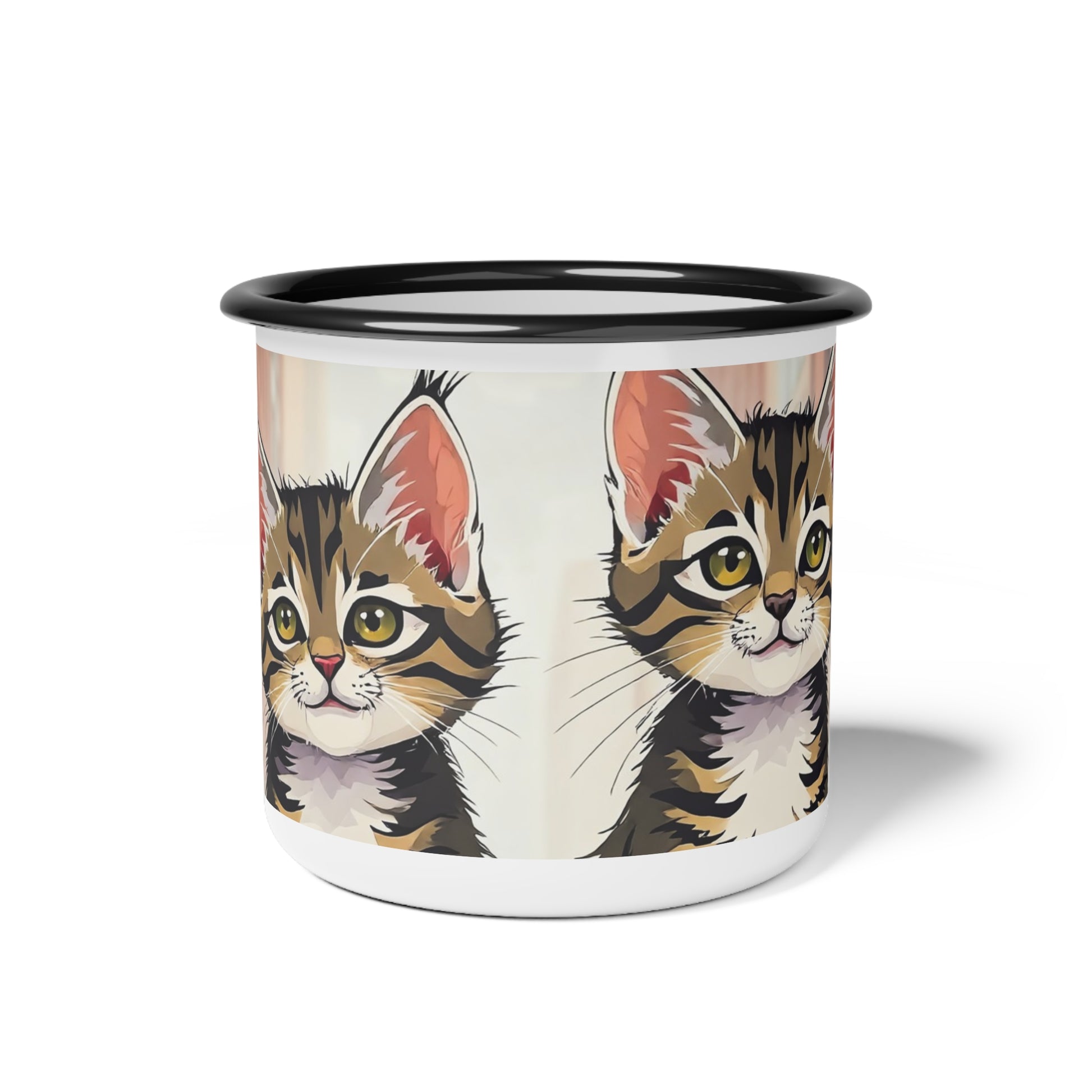 Cute Tabby Kittens Enamel Camp Cup - Perfect for Pet Lovers, Camping, Coffee Lovers, Gift for Cat Owners, Outdoor Adventures