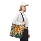 Large White Flower Tote Bag with Cotton Handles For Everyday Use, 3 Sizes