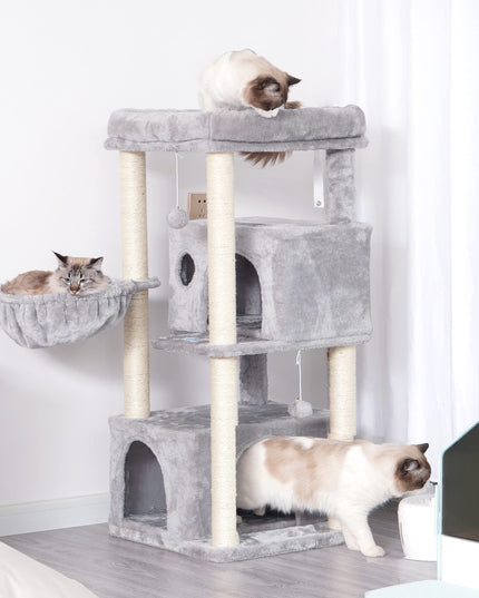 Hey-brother Cat Tree,Multi-Level Cat Condo for Large Cat Tower Furniture with Sisal-Covered Scratching Posts, 2 Plush Condos, Big Plush Perches MPJ011W