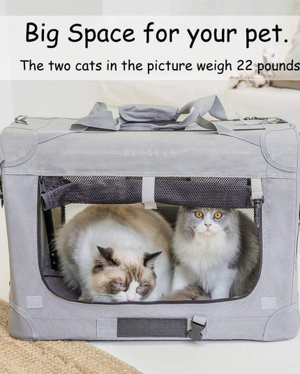 Extra Large Cat Carrier Soft Sided with Wheels Folding Small Medium Dog Pet Carrier 24"x16.5"x16" Travel Collapsible Ventilated Comfortable Design Portable Vehicle