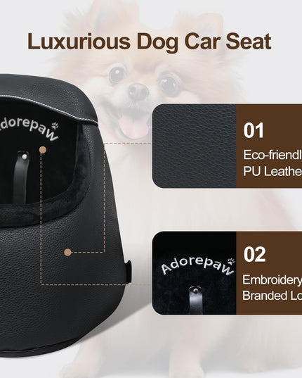 Adorepaw Dog Car Seats for Small Dogs, Luxury PU Leather Booster Seat for Dogs, Small Carseat, Can be Used as Dog Carrier Bag