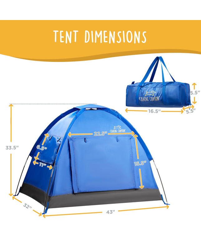 Canine Canyon Luna Portable Dog Tent, Indoor/Outdoor Dog House for Camping, Waterproof Cat and Dog Tents with Zippered Door and Mesh Windows for Airflow and Ventilation for Beach, Backyard