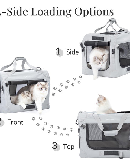 PetMasion Extra Large Cat Carrier for 2 Cats, Collapsible Soft Sided Pet XL Crate for Large Mudium Big Cat 20lbs+, Car Travel Portable Bag for Long Trips Ride 24"x16.5"x16.5"