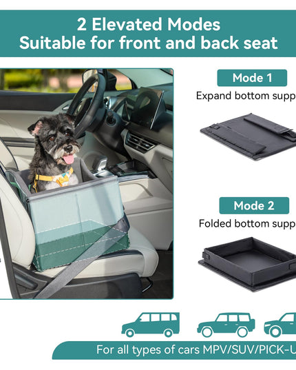 A4Pet Small Dog Car Seat for Small Dogs - Dog Booster Car Seat for Small Dogs Under 25, Portable Dog Crate for Car Seat with Patent Buckles, Clip-On Safety Leash, Pet Travel Carrier, Fits Most Cars