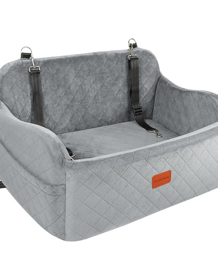 Lealchum Dog Car Seat for Medium Sized Dog,Car Dog Bed with Adjustable Leashes,Comfort and Support with Memory Foam Filled,Safety Travel Per Car Seat with Non-Slip Bottom(Grey, Large)