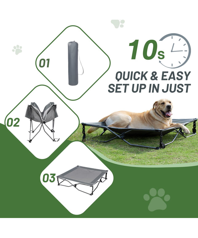 TIMBER RIDGE Outdoor Dog Bed, Cooling Elevated Dog Bed Portable Raised Pet Bed with Breathable Mesh, Foldable Dog Cot for Indoor & Outside, Grey