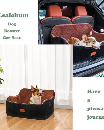 Lealchum Dog Car Seat for Medium Sized Dog,Car Dog Bed with Adjustable Leashes,Comfort and Support with Memory Foam Filled,Safety Travel Per Car Seat with Non-Slip Bottom(Grey, Large)